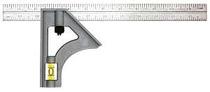 Johnson 415 Combination Square, 12 in L Blade, SAE Graduation, Stainless Steel Blade
