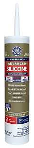 GE Advanced Silicone 2 2812562 Kitchen & Bath Sealant, Clear, 24 hr Curing, 10.1 fl-oz Cartridge, Pack of 12