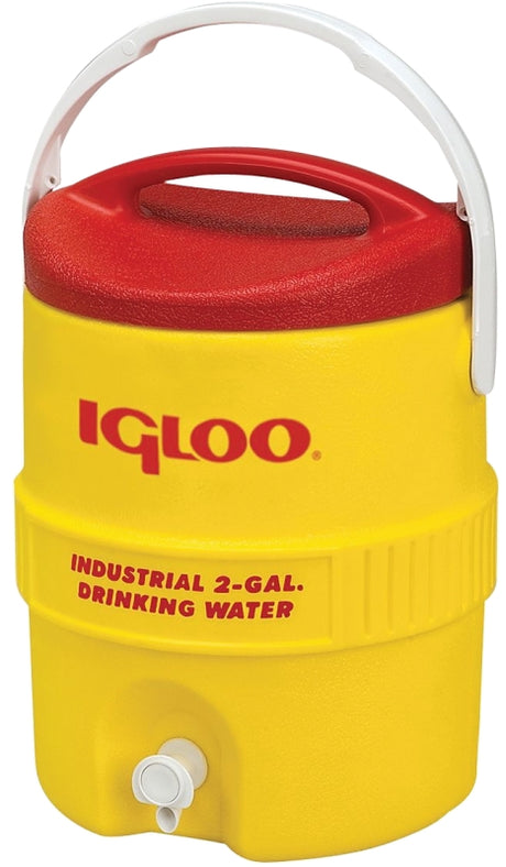 Igloo 400 Series 00000421 Water Cooler, 2 gal Tank, Lever Spigot, Polyethylene, Red/Yellow