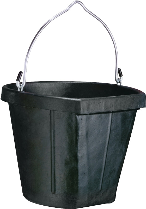 Fortex-Fortiflex B600-18 Flat Side Bucket, 14 in Dia, 18 qt, HDPE Body, Black Body