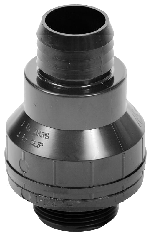 Superior Pump 99507/SC125B Check Valve, 1-1/2 x 1-1/4 in, MPT x Barb, ABS Body
