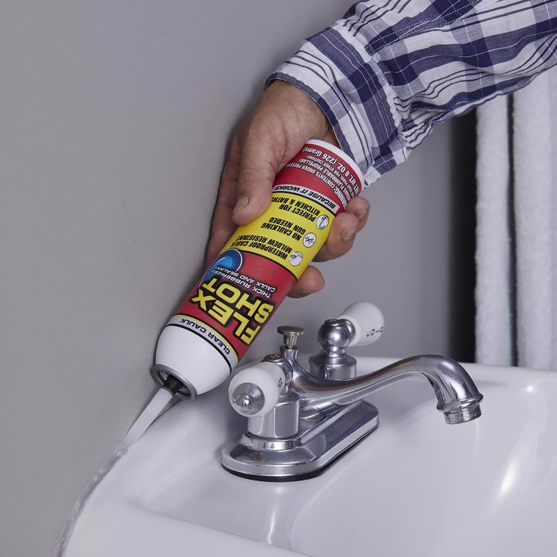 Flex Seal Family of Products Flex Shot Clear Rubber All Purpose Waterproof Sealant 8 oz, Pack of 4