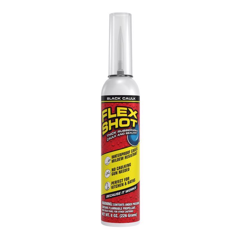 Flex Seal Family of Products Flex Shot Black Rubber All Purpose Waterproof Sealant 8 oz, Pack of 4