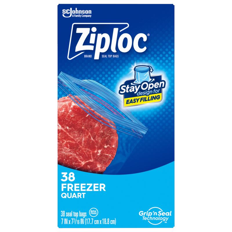 Ziploc 1 qt Clear Freezer Bag 38 pk, Pack of 9