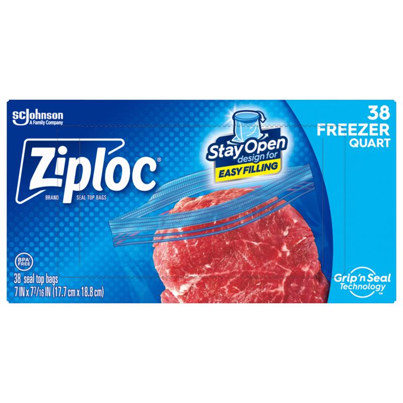 Ziploc 1 qt Clear Freezer Bag 38 pk, Pack of 9