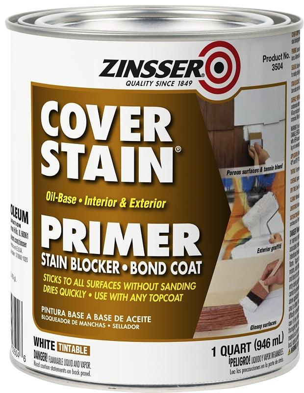 Zinsser 03504 Exterior Primer, Flat/Matte, White, 1 qt