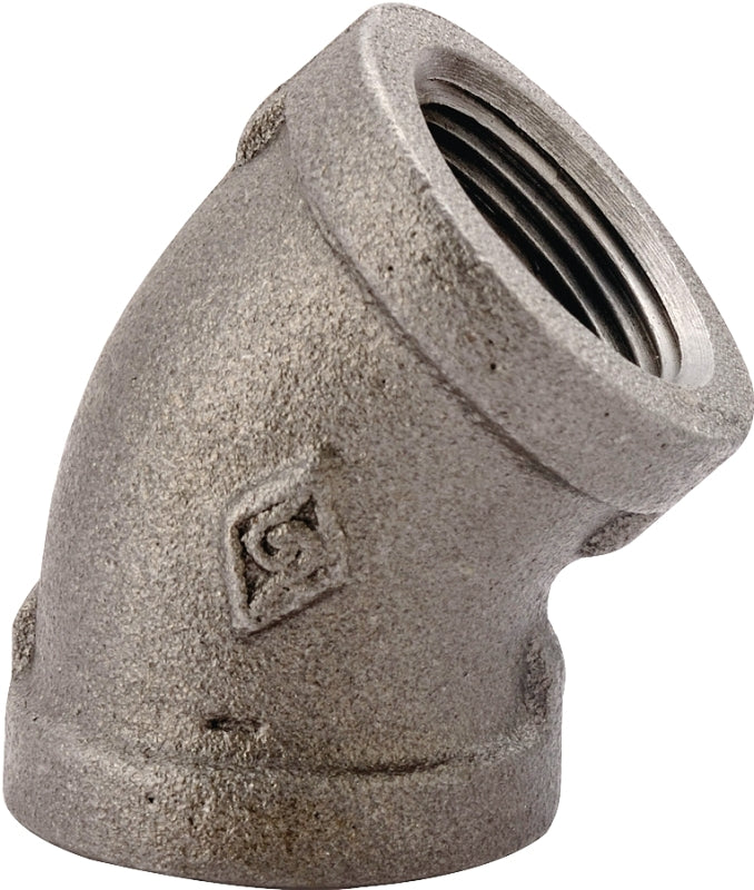 ProSource 4-1B Pipe Elbow, 1 in, FIP, 45 deg Angle, Malleable Iron, SCH 40 Schedule, 300 psi Pressure