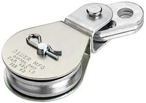 Deuer DB-15E Cable Block, Swivel Eye, 1/4 in Rope, 480 lb Working Load, 2 in Sheave, Zinc