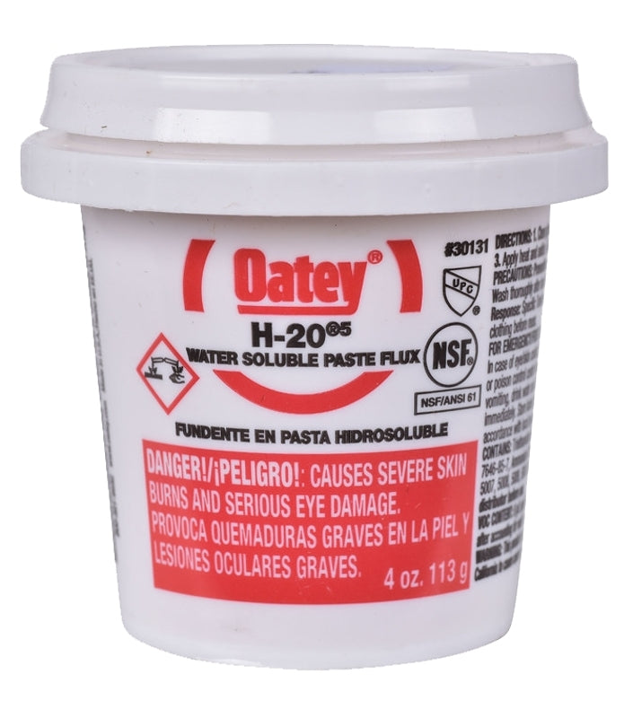 Oatey H-20 Series 30131 Water Soluble Flux, 4 oz, Paste, Light Yellow