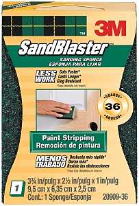 Scotch 20909-36 Sanding Sponge, 3-3/4 in L, 2-5/8 in W, 36 Grit, Coarse, Silicon Carbide Abrasive