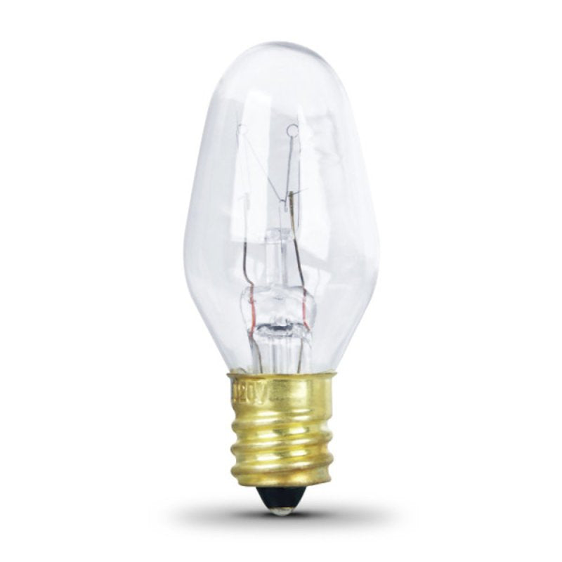 Feit Electric BP4C7/4/CAN Incandescent Bulb, Clear Lamp, 7/8 in D x 2-1/8 in H Dimensions, 4 W, C7 Lamp, Pack of 6