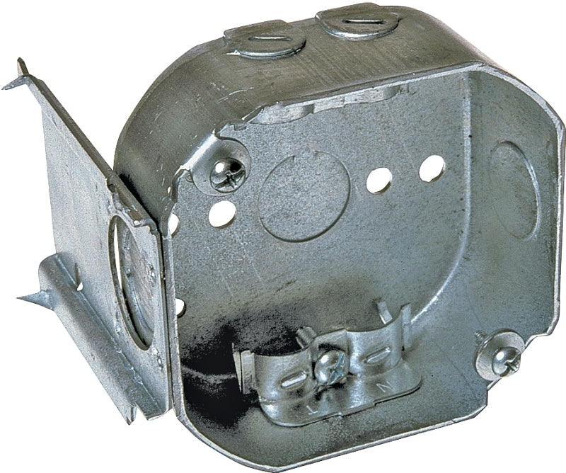 Raco 160 Octagon Box, 4.067 in OAW, 1-1/2 in OAD, 3.579 in OAH, 1-Gang, 3-Knockout, Steel Housing Material, Gray