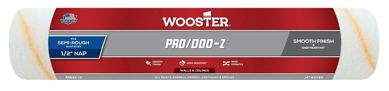 Wooster RR643-14 Roller Cover, White, 1/2 in Thick Nap, 14 in L