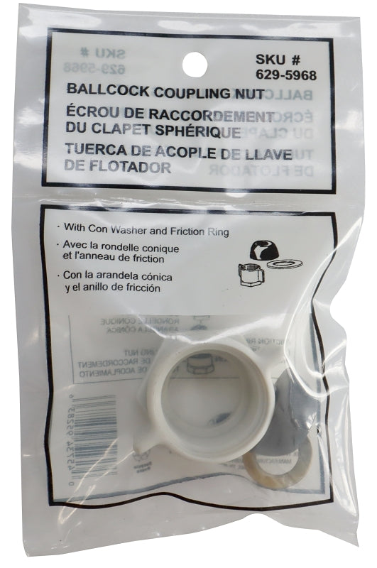 ProSource PMB-472 Ballcock Nut, Plastic, White, For: Ballcock