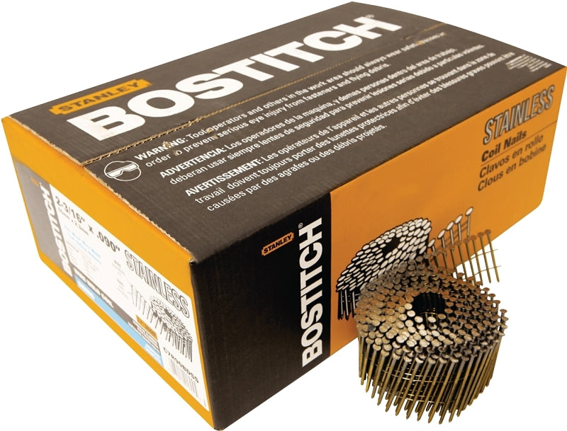 Bostitch C7R90BDSS Series Siding Nail, Wire Weld Collation, 2-3/16 in L, Stainless Steel, Ring Shank