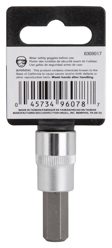 Vulcan 3506009022 Hex Bit Socket, 10 mm Tip, 3/8 in Drive, Chrome, 1-7/8 in OAL