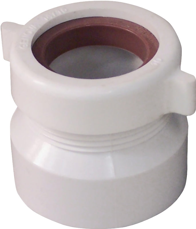 Canplas 192859A Trap Pipe Adapter, 1-1/2 x 1-1/4 x 1-1/2 in, MNPT x Hub, PVC, White