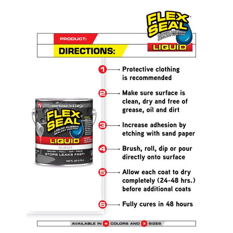 Flex Seal Family of Products Flex Seal Clear Liquid Rubber Sealant Coating 128 fl. oz., Pack of 2