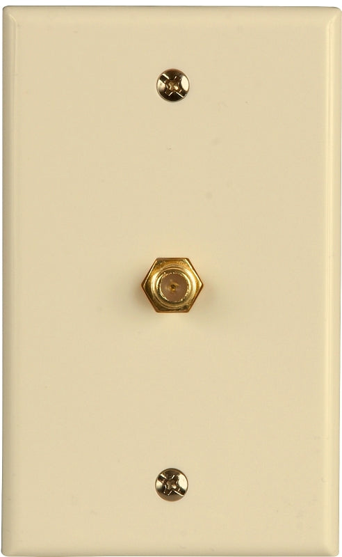 Zenith VW1001WJ1A Coaxial Cable Wall Jack, 4-1/2 in L, 2-3/4 in W, Almond