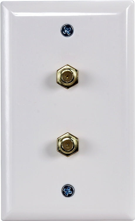 Zenith VW1001WJ2W Dual Coaxial Cable Wall Jack, 4-1/2 in L, 2-3/4 in W, White