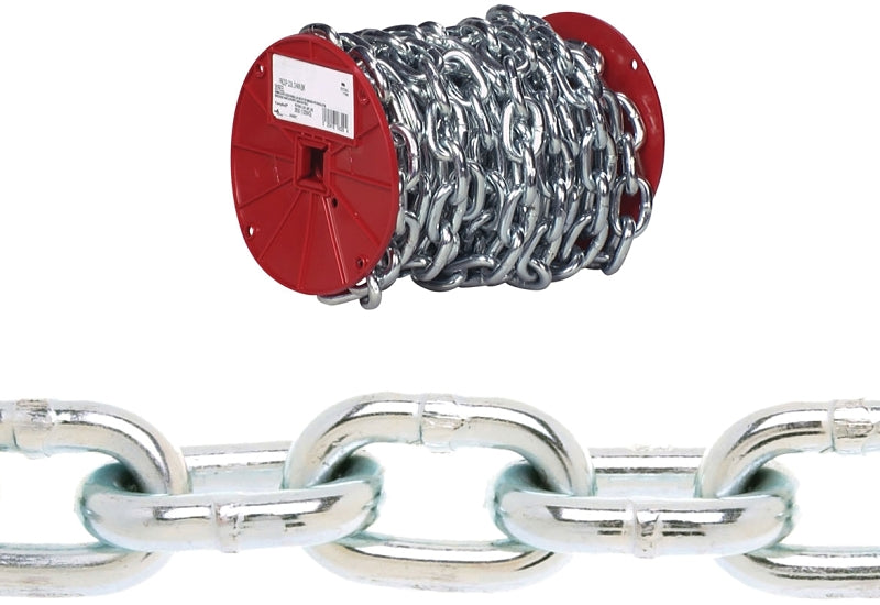 Campbell 072-5027 Proof Coil Chain, 3/16 in, 100 ft L, 30 Grade, Steel, Zinc