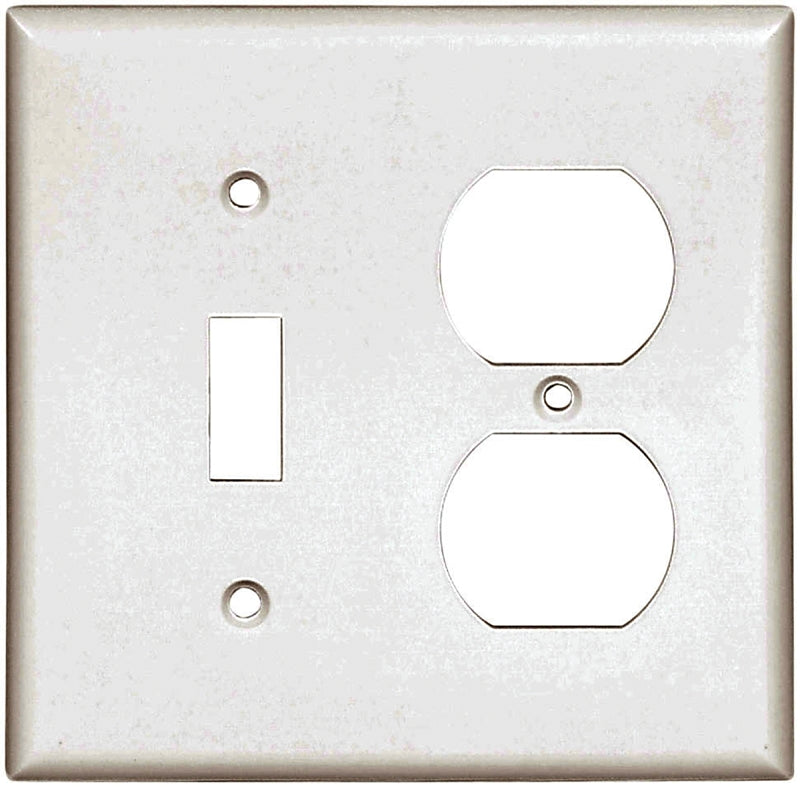 Eaton Cooper Wiring 2138W-BOX Combination Wallplate, 4-1/2 in L, 4.56 in W, 2 -Gang, Thermoset, White, High-Gloss, Pack of 10