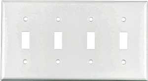 Eaton Wiring Devices 2154W-BOX Wallplate, 4-1/2 in L, 8.19 in W, 4 -Gang, Thermoset, White, High-Gloss