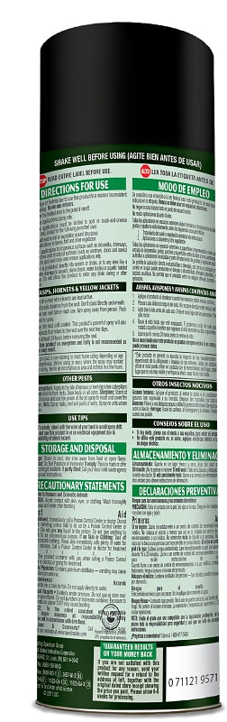 Spectracide HG-97221 Wasp and Hornet Killer, Liquid, Spray Application, Outdoor, 18.5 oz Aerosol Can