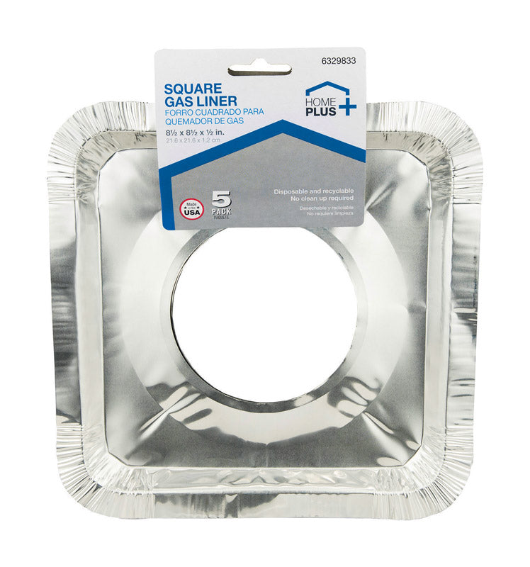 Home Plus Durable Foil 8-1/2 in. W X 8-1/2 in. L Gas Burner Liner Silver 5 pk, Pack of 12