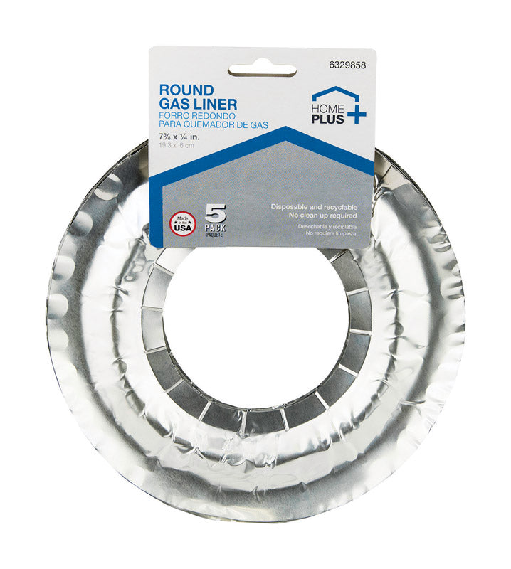 Home Plus Durable Foil 7 5/8 in. Gas Burner Liner Silver 5 pk, Pack of 12