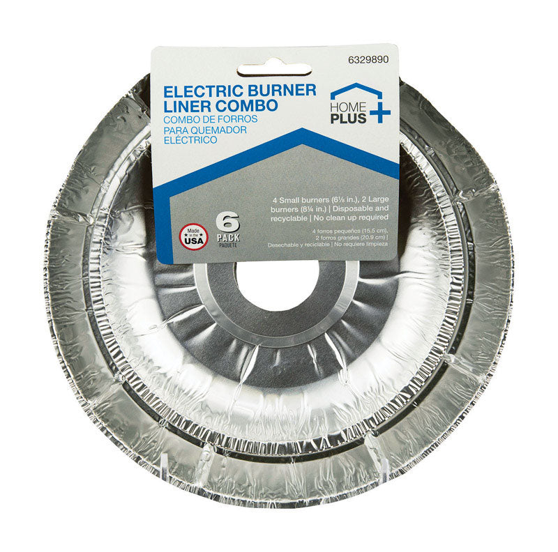 Home Plus Electric Burner Liner Silver 6 pk, Pack of 12