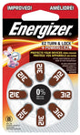 Energizer 312 AZ312DP-8 Hearing Aid Battery, 1.4 V Battery, 155 mAh, Zinc-Air