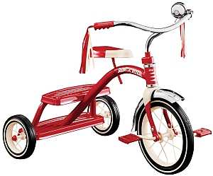 Radio Flyer 33 Series Dual Deck Tricycle, Red, 2-1/2 to 5 years, Steel Frame, 12 x 1-1/4 in Front Wheel