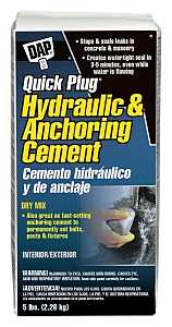 DAP Quick Plug 14086 Hydraulic and Anchoring Cement, Powder, Gray, 28 days Curing, 5 lb Box