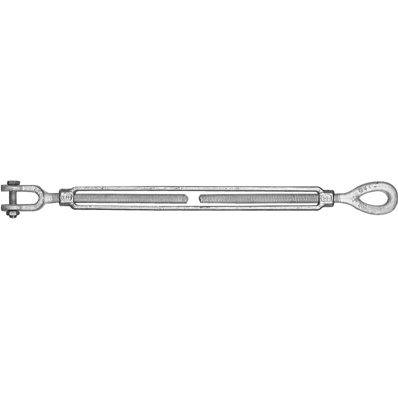 Baron 18-5/8X6 Turnbuckle, 3500 lb Working Load, 5/8 in Thread, Jaw, Eye, 6 in L Take-Up, Galvanized Steel