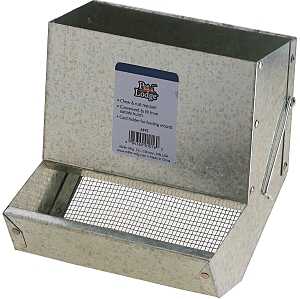 Pet Lodge AF7S Series Small Animal Feeder with Sifter Bottom, Steel, Galvanized, Wire Hook Mounting, 7-1/8 in W