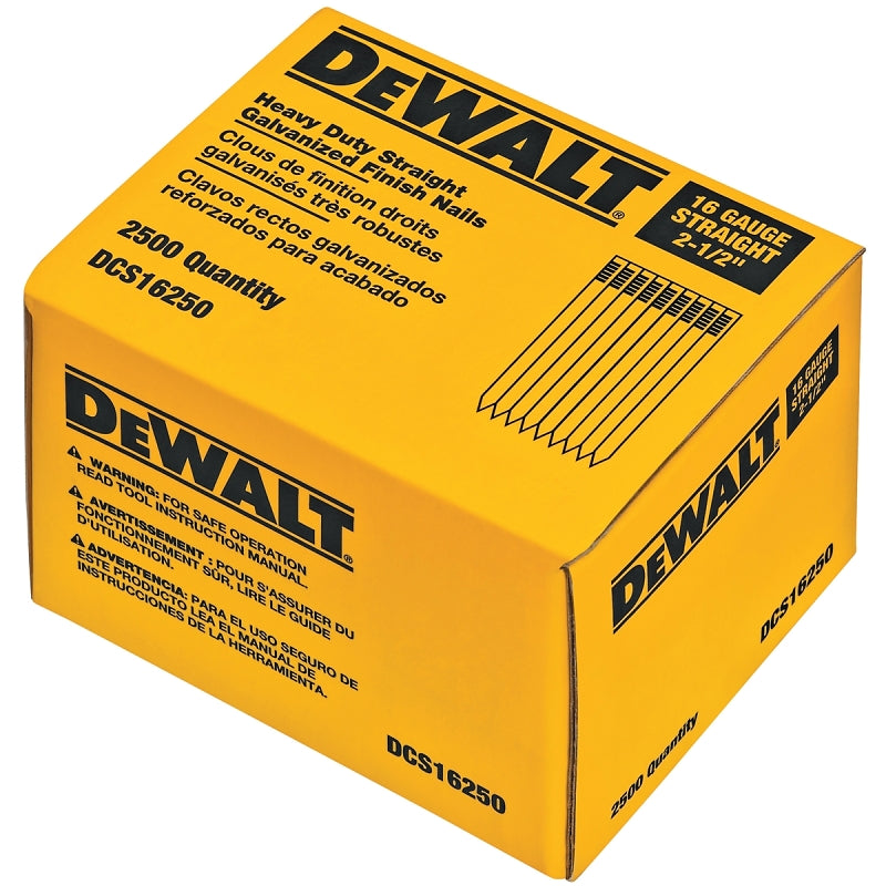 DEWALT DCS16250 Series Finish Nail, Glue Collation, 2-1/2 in L, Suitable for: DWFP71917, D616K, D51257K Pneumatic Nailer