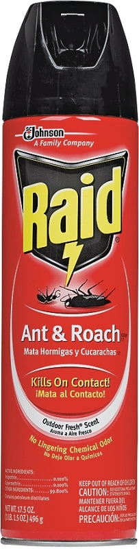Raid 21613 Ant and Roach Killer, Liquid, Spray Application, Indoor, Outdoor, 17.5 oz Aerosol Can