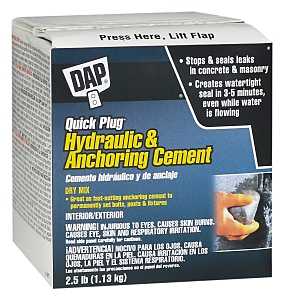 DAP Quick Plug 14084 Hydraulic and Anchoring Cement, Powder, Gray, 28 days Curing, 2.5 lb Box