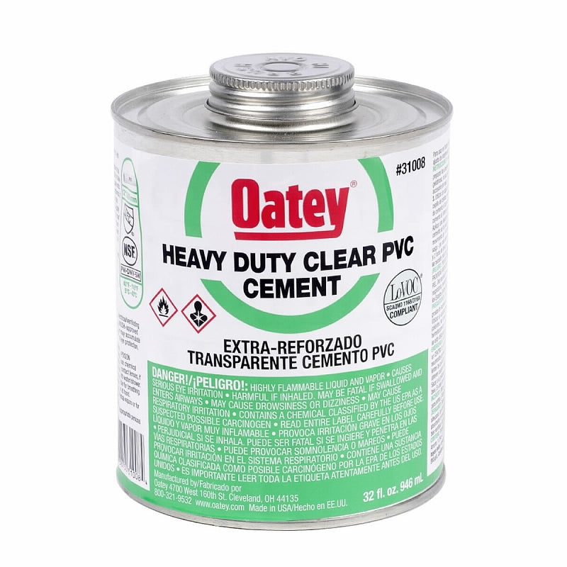 Oatey 31008 Heavy-Duty Medium Set Cement, 32 oz Can, Liquid, Clear