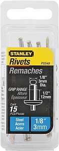 STANLEY PSS48-1B Pop Rivet, High-Strength, Reusable, 1/2 in Grip, 1/8, Galvanized Steel, 100/PK
