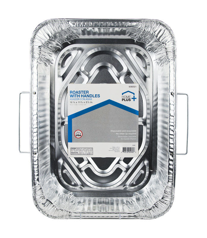 Home Plus Durable Foil 11-7/8 in. W X 16-5/8 in. L Roaster with Handles Silver 1 pc, Pack of 12