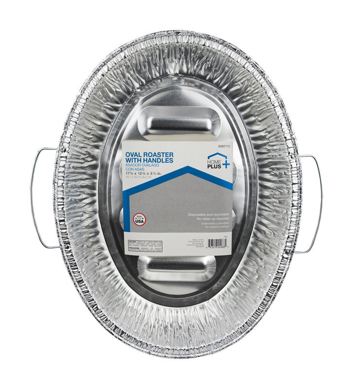 Home Plus Durable Foil 12-3/4 in. W X 17-3/8 in. L Oval Roaster Pan Silver 1 pk, Pack of 12