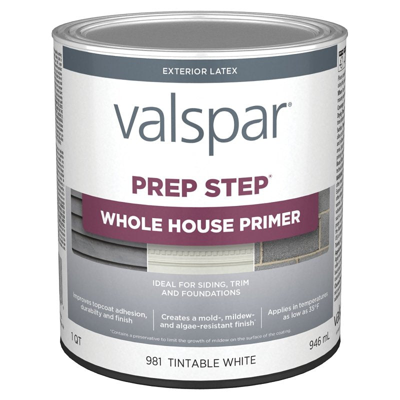 Valspar 044.0000981.005 Exterior Primer, White, 1 qt Pail, Pack of 4