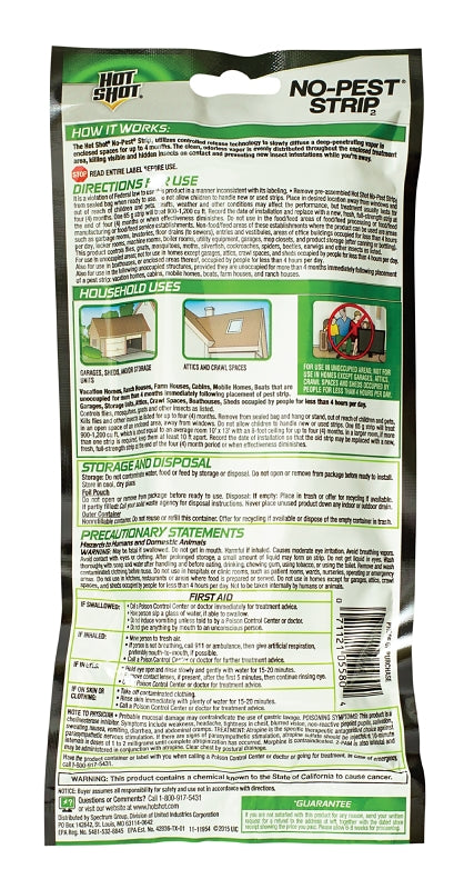 Hot Shot No-Pest HG-5580 Insect Killer Strip, Solid, Odorless, Carton