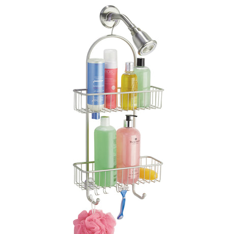 iDesign Classico 2 26 in. H X 5 in. W X 12 in. L Satin Silver Shower Caddy