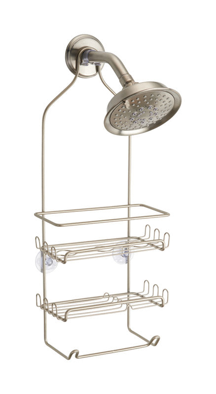 iDesign Milo 21-1/4 in. H X 4-1/2 in. W X 9 in. L Satin Silver Shower Caddy