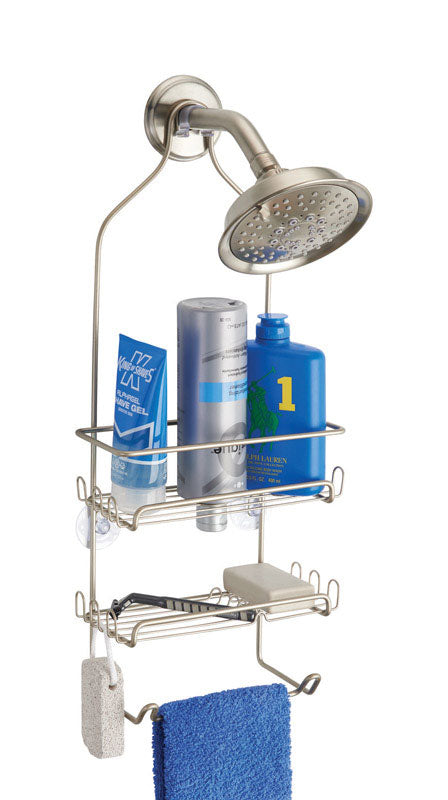 iDesign Milo 21-1/4 in. H X 4-1/2 in. W X 9 in. L Satin Silver Shower Caddy