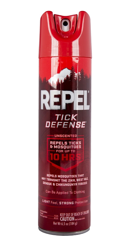 Repel 6410484 Tick Defense, 6.5 oz Aerosol Can, Liquid, Clear/Light Yellow/Water White, Ethanol, Picaridin