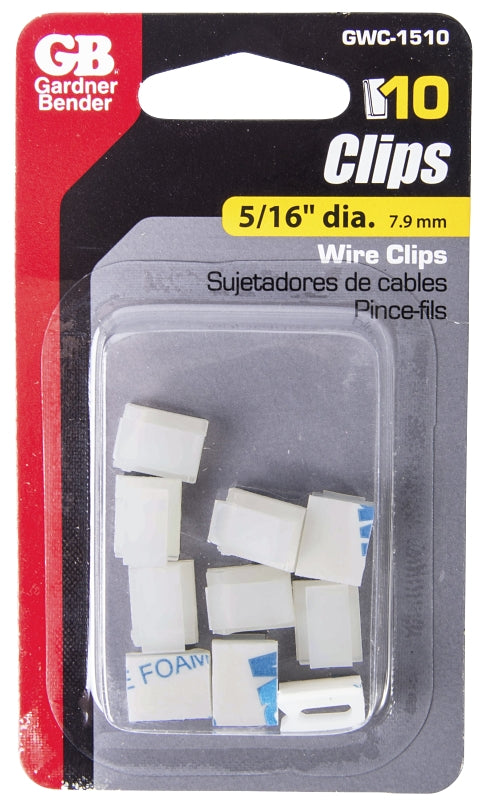 Gardner Bender GWC-1510 Wire Clip, Poly, White, Stick-On